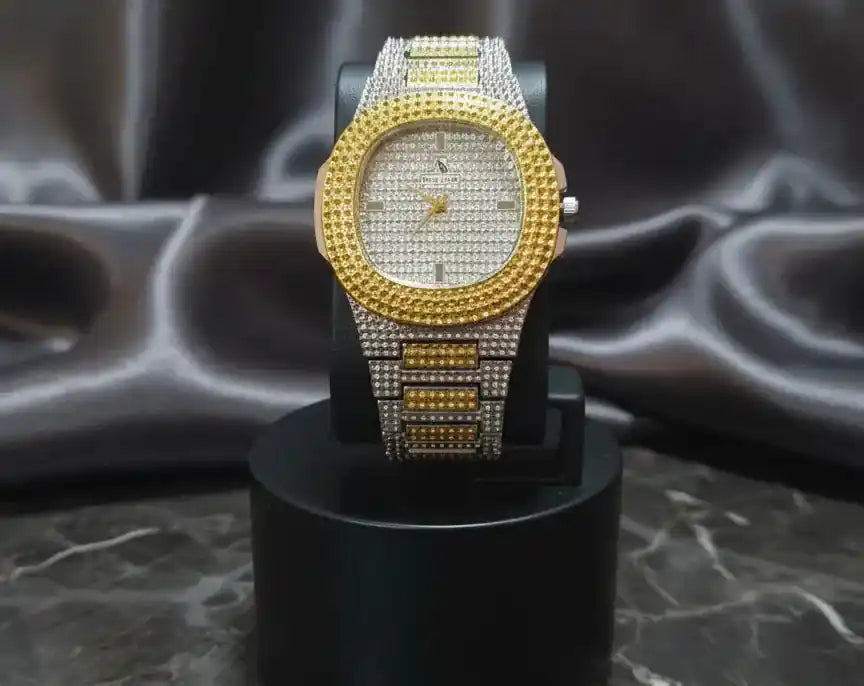 Diamond Iced Out Watch for Men Women - Stainless Steel Classic Wristwatch
